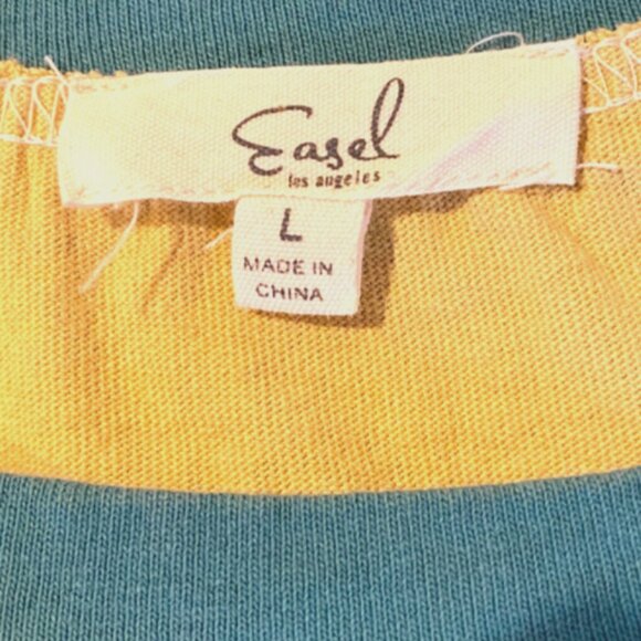 Easel BOHO Mixed Media Dolman Sleeve Tee Top Sz L #247L - Picture 5 of 6